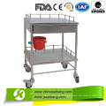 Edelstahl Krankenhaus Carts Behandlung Trolley (CE / FDA / ISO)